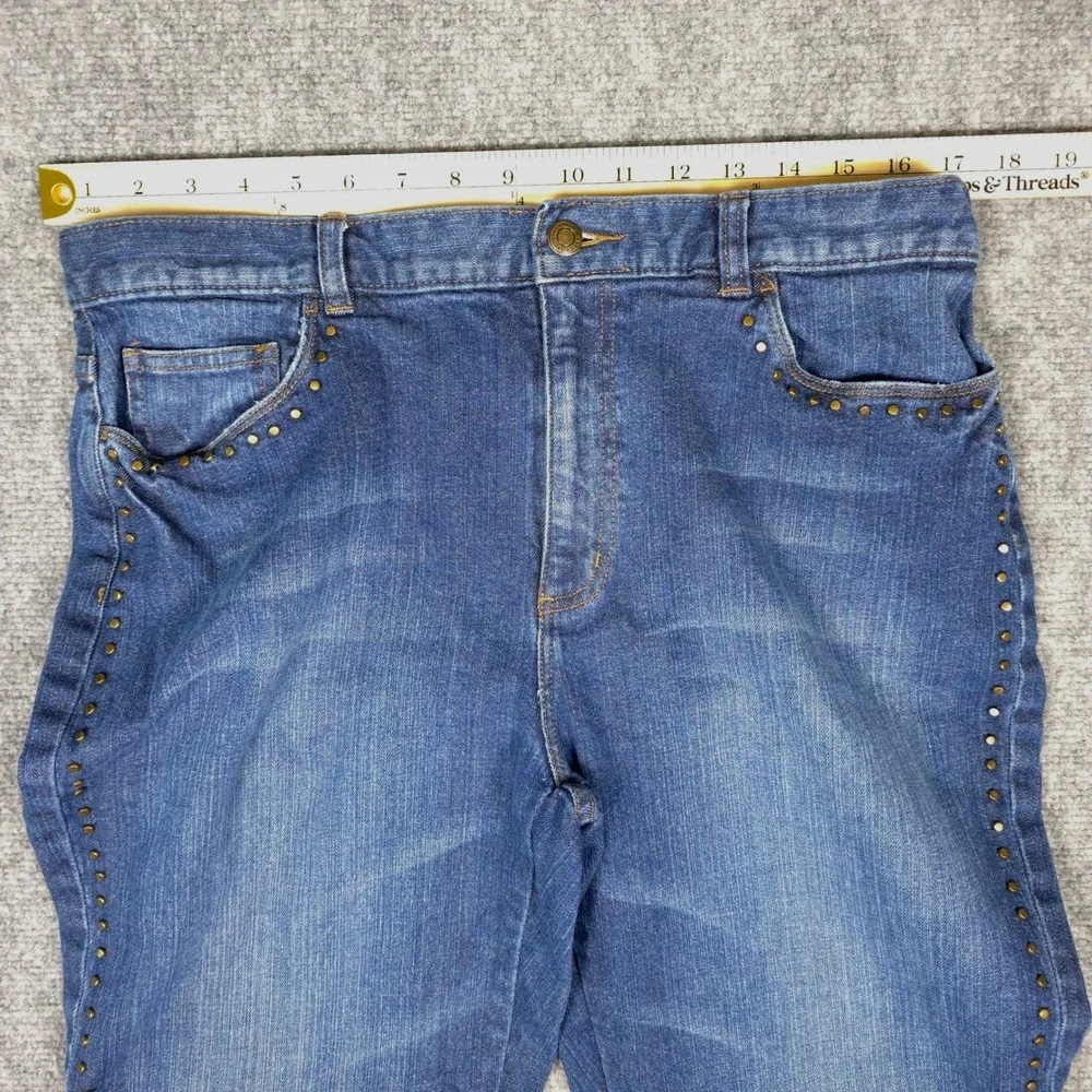 Lauren Ralph Lauren Studded Jeans Women 12 Blue Cotton Bootcut Embellished Denim